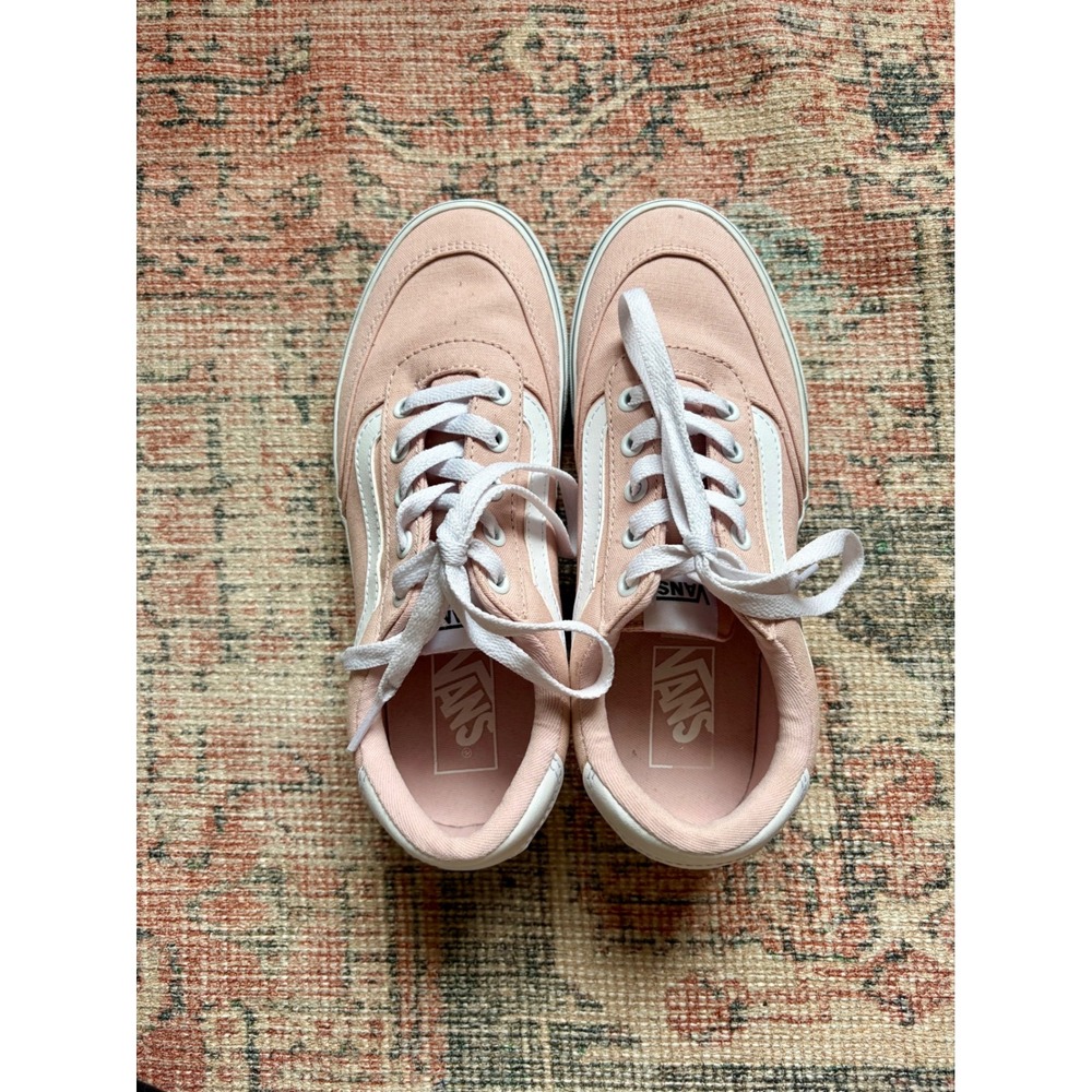 Vans Womens 7.5 Low Top Canvas Sneakers Light Pink White Stripe Skater NWOT